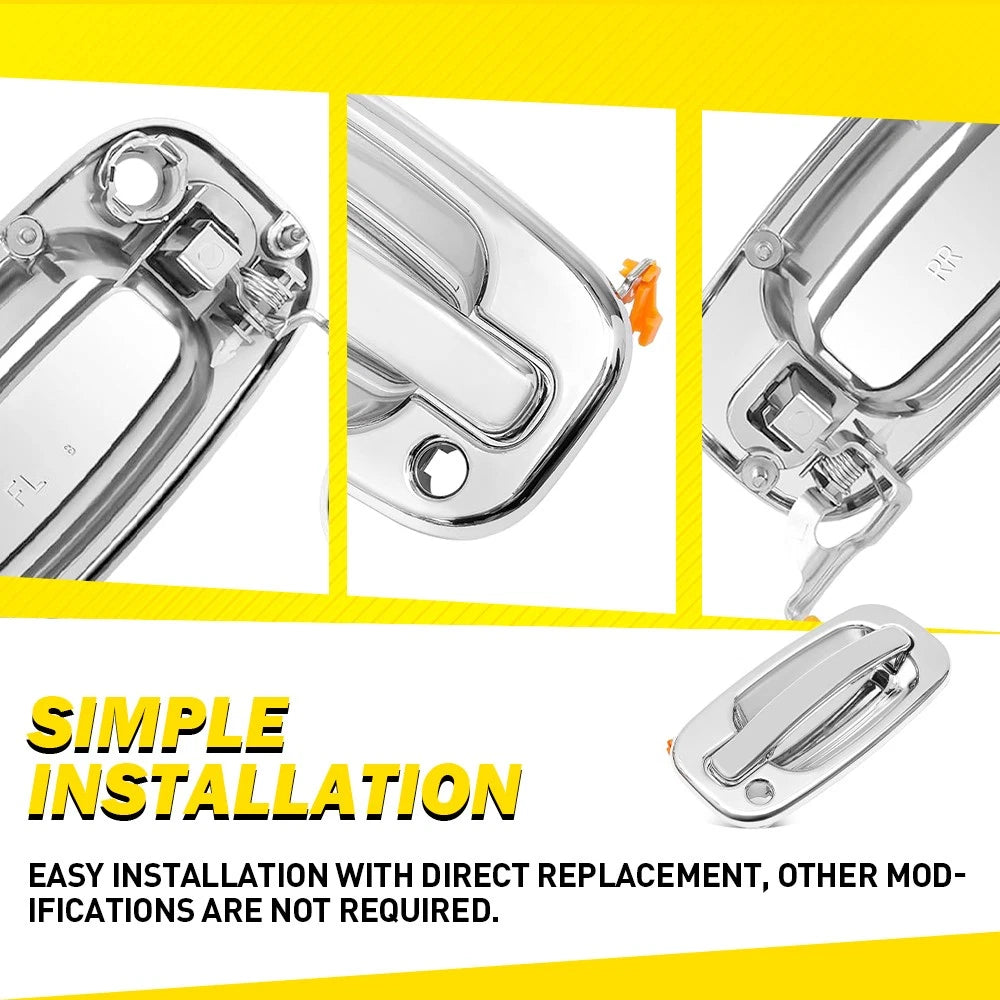 Outside Exterior Door Handle For 2000-2006 Chevy Tahoe GMC Yukon Sierra Chrome A 6B93BC-57