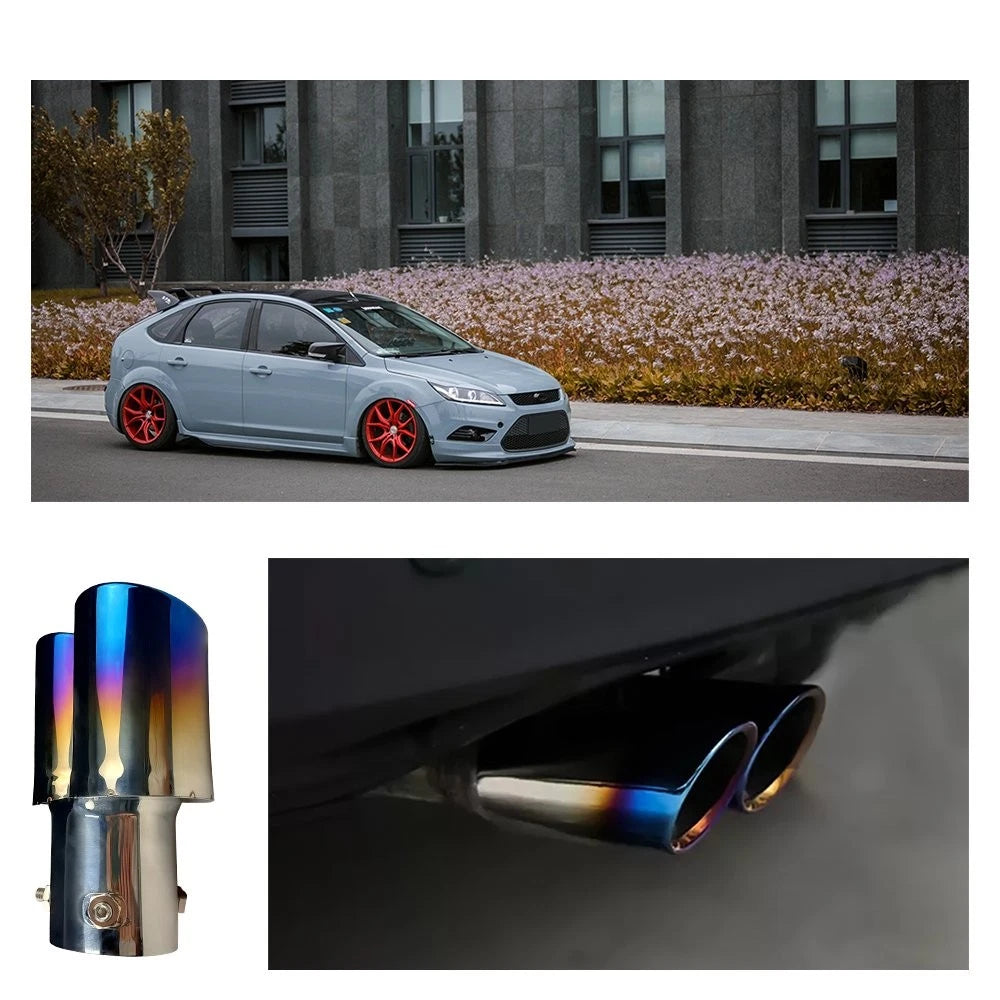 Stainless Car Steel Rear Dual Exhaust Pipe Tail Muffler Tip Throat Straight 2.5" 6B93BC-57