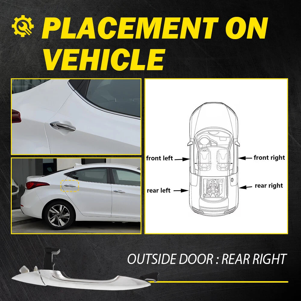 Rear Right Passenger Exterior Door Handle Chrome For 2011-2016 Hyundai Elantra A 6B93BC-57