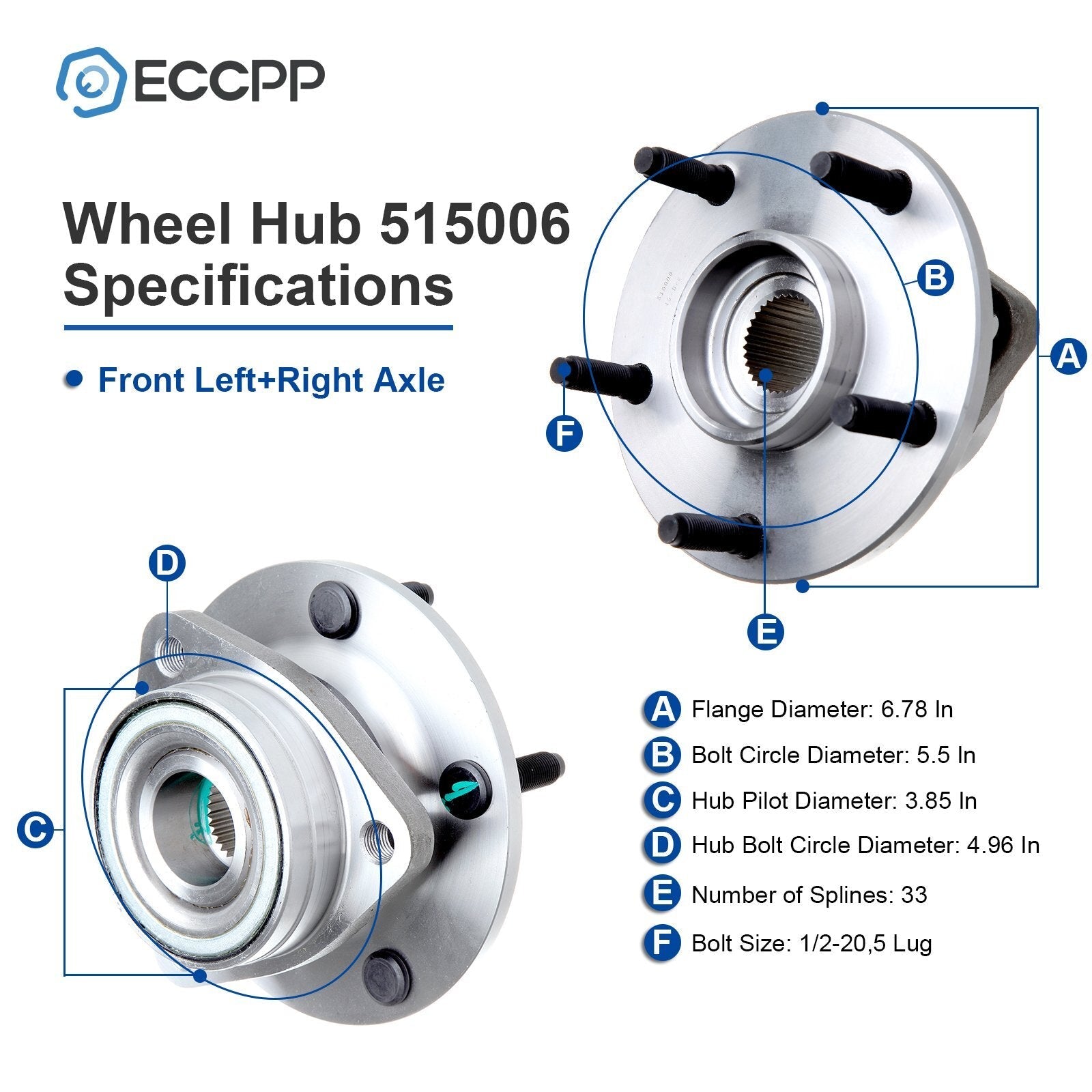 1Pc Front Wheel Hub Bearing Assembly For 1994-1997 1998 1999 Dodge Ram 1500 4WD KOEEP