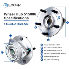 1Pc Front Wheel Hub Bearing Assembly For 1994-1997 1998 1999 Dodge Ram 1500 4WD KOEEP