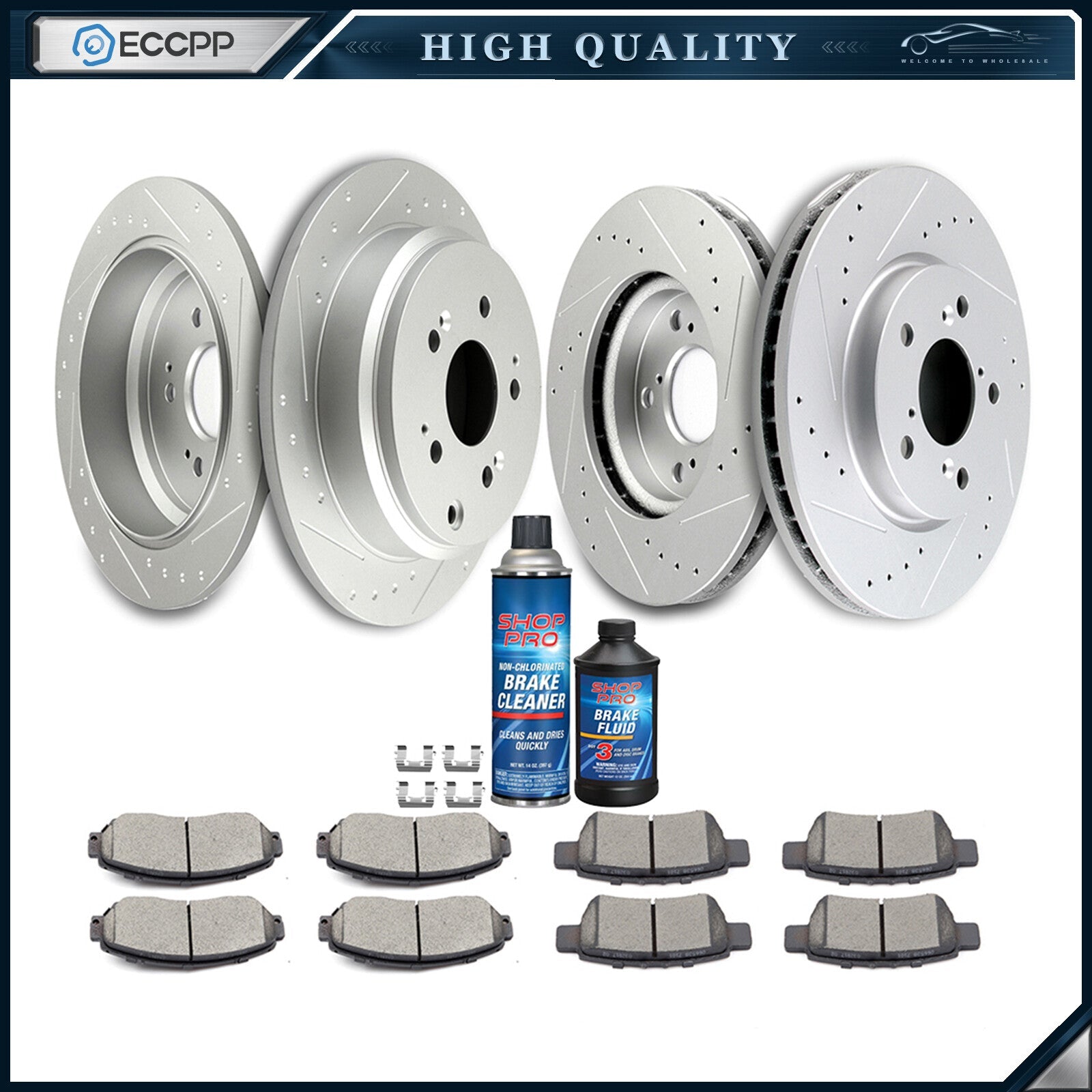 Ceramic Brake Pads And Rotors Front Rear For 2005 2006 2007-2010 Honda Odyssey KOEEP