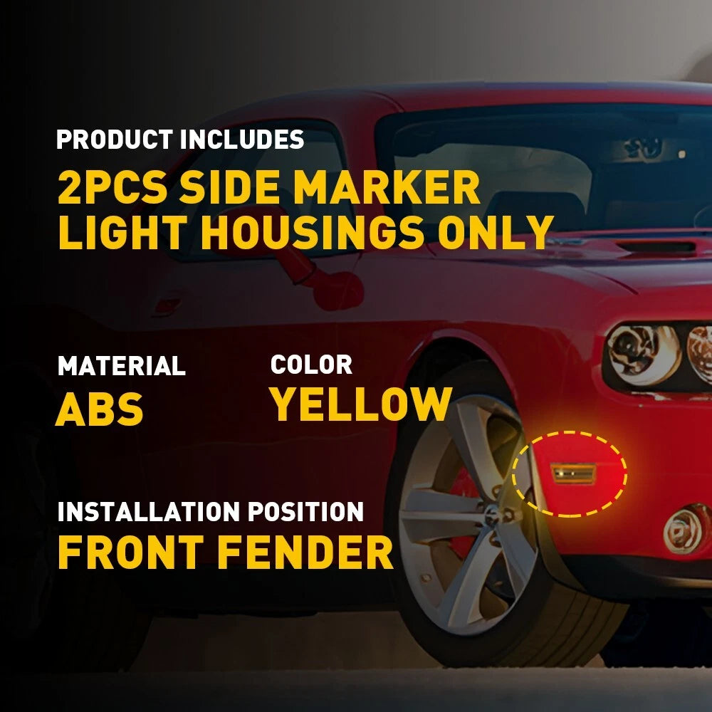Front Bumper Reflector Side Light Marker Assembly For 2008-2014 Dodge Challenger 6B93BC-57