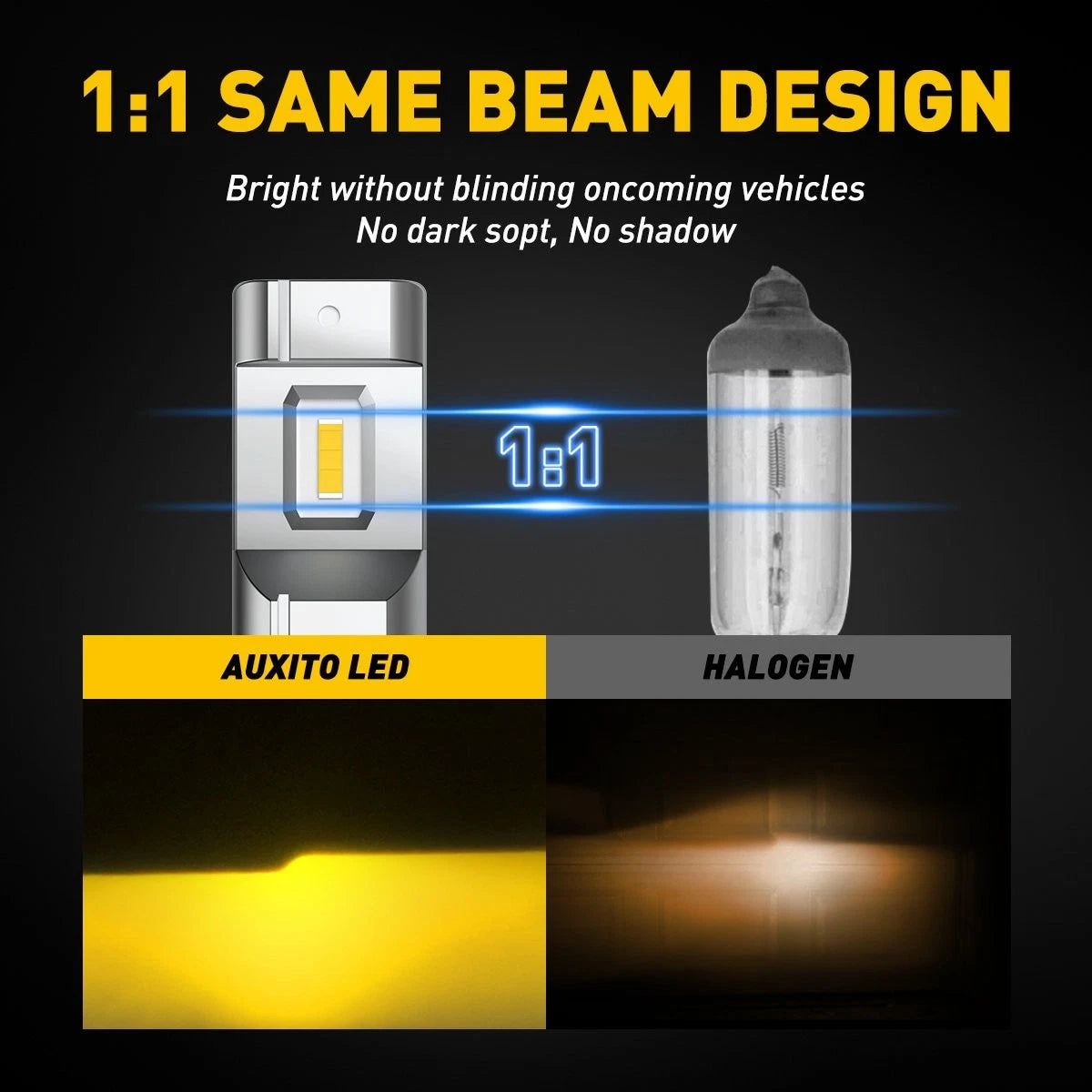 2X AUXITO H8 H11 Golden Yellow amber LED Driving Fog Light Bulbs Super Bright M4 6B93BC-57