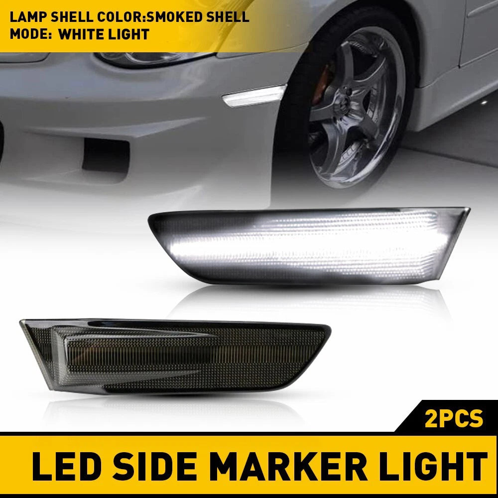 For 03-07 Infiniti G35 White Coupe LED Front Bumper Side Marker Light Smoke Lens 6B93BC-57