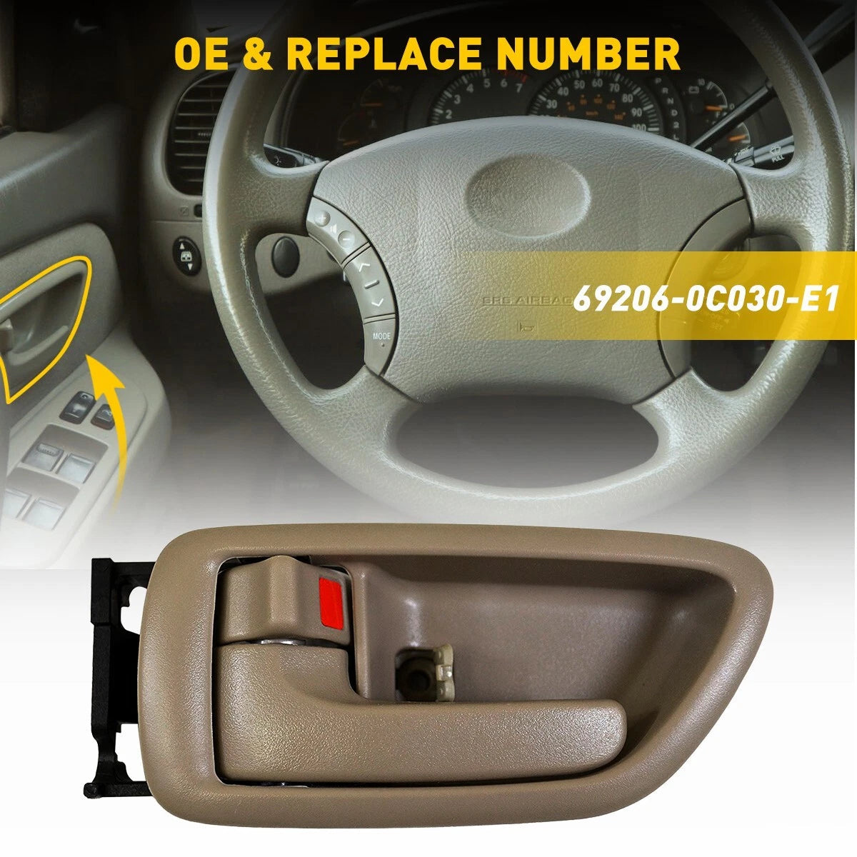 Interior Door Handle Fit Toyota Sequoia 2001-2007 Front / Rear Right / Left Set 6B93BC-57