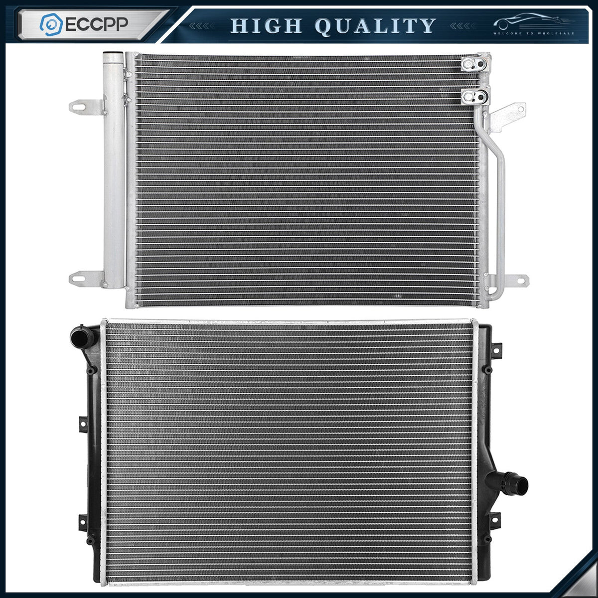 Aluminum Radiator & AC Condenser Cooling Kit For 2011 2012 Volkswagen Jetta 6B93BC-57