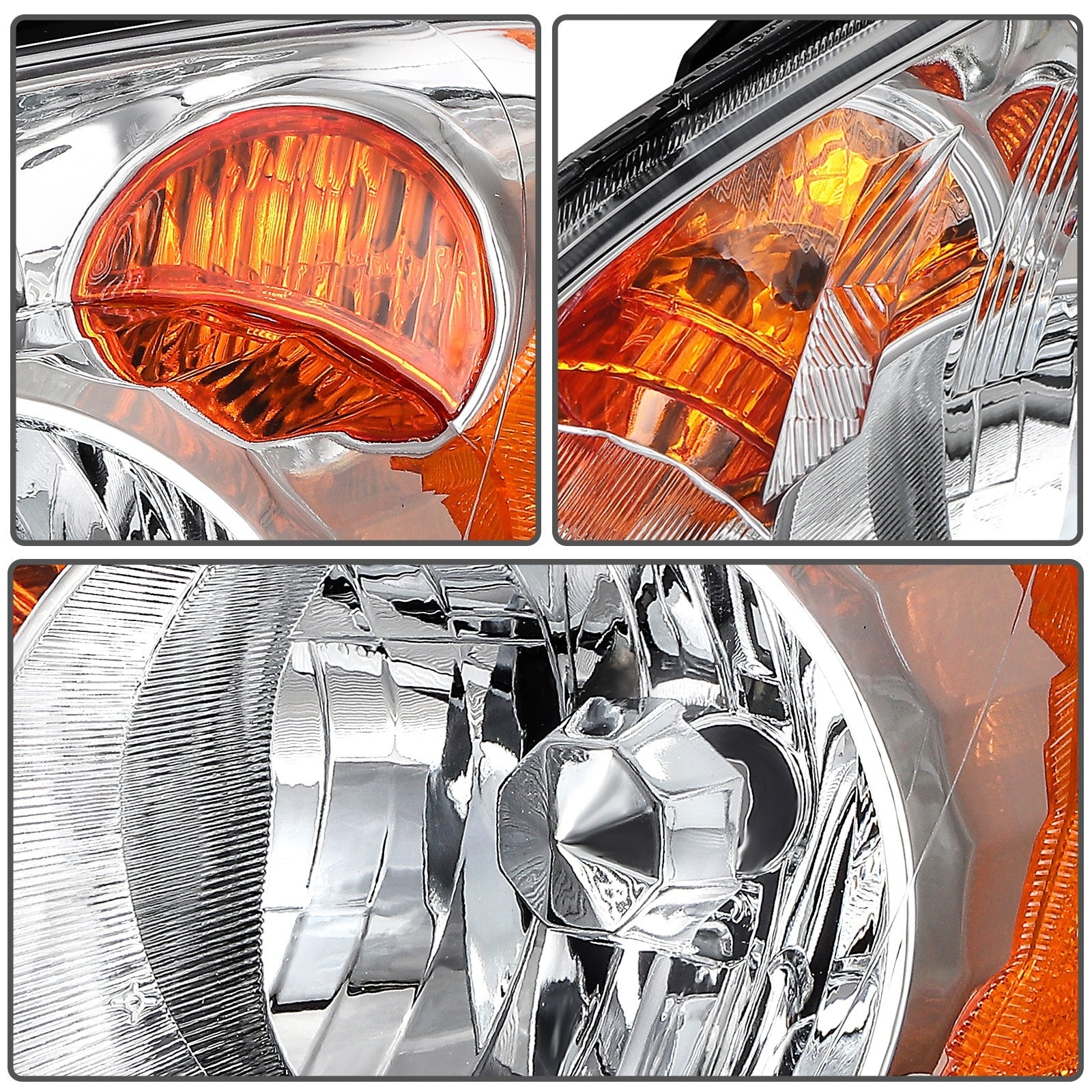 ECCPP Headlights Assembly For Honda CR-V CRV 2.4L 2005-2006 Pair Chrome Amber 6B93BC-57