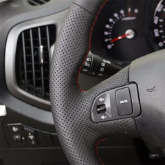 Top Leather Steering Wheel Hand-stitch on Wrap Cover For Kia Sportage 3 Ceed