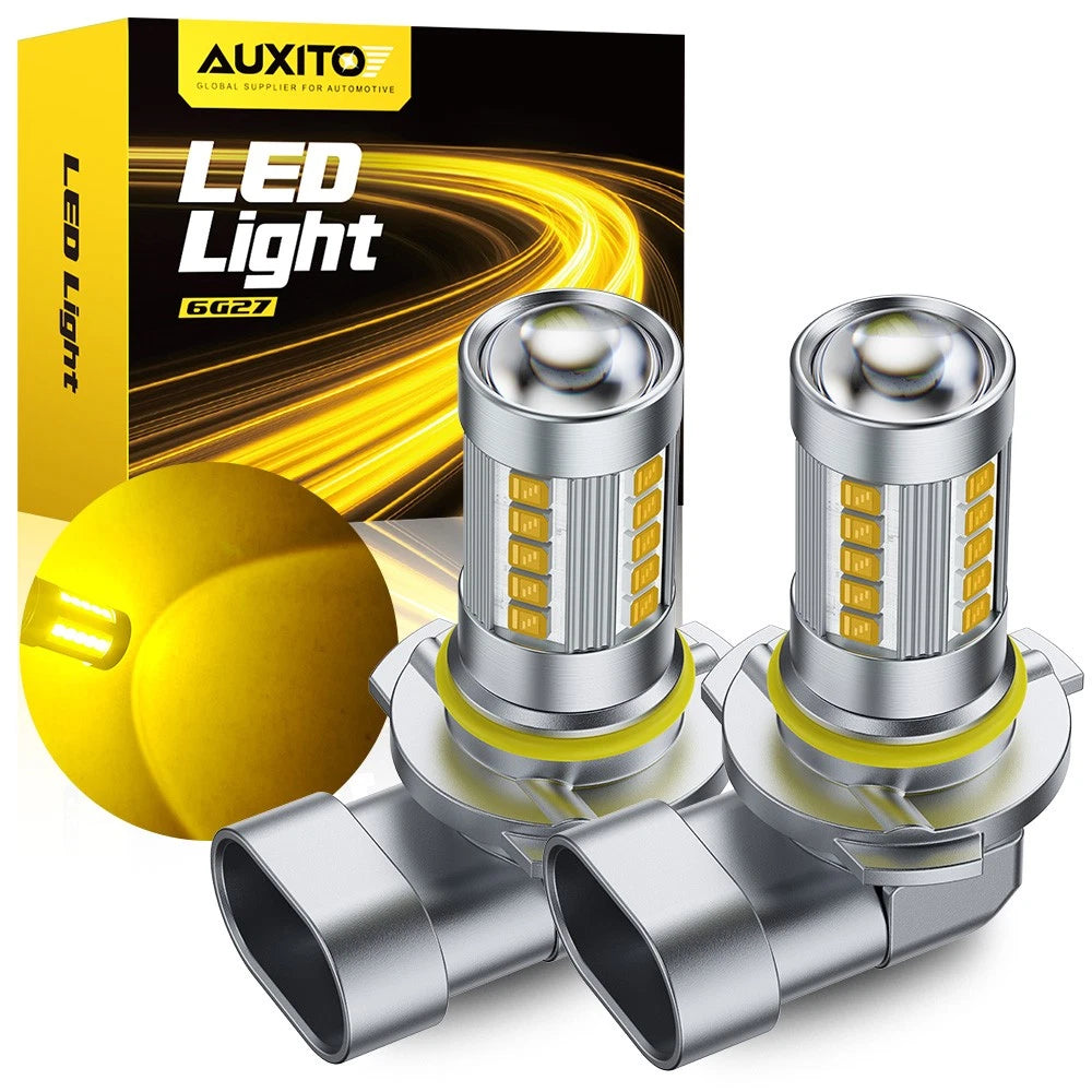 2X AUXITO LED Fog Light Bulb 9006 Fog Light Bulb Amber 3000K High Power Lamp EOA AUXITO
