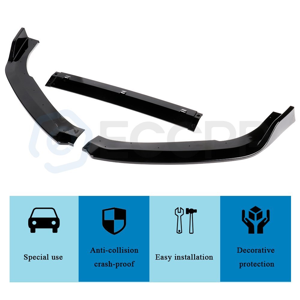 For 2018-2020 Honda Accord Painted Black Front Bumper Lip Spoiler 6B93BC-57