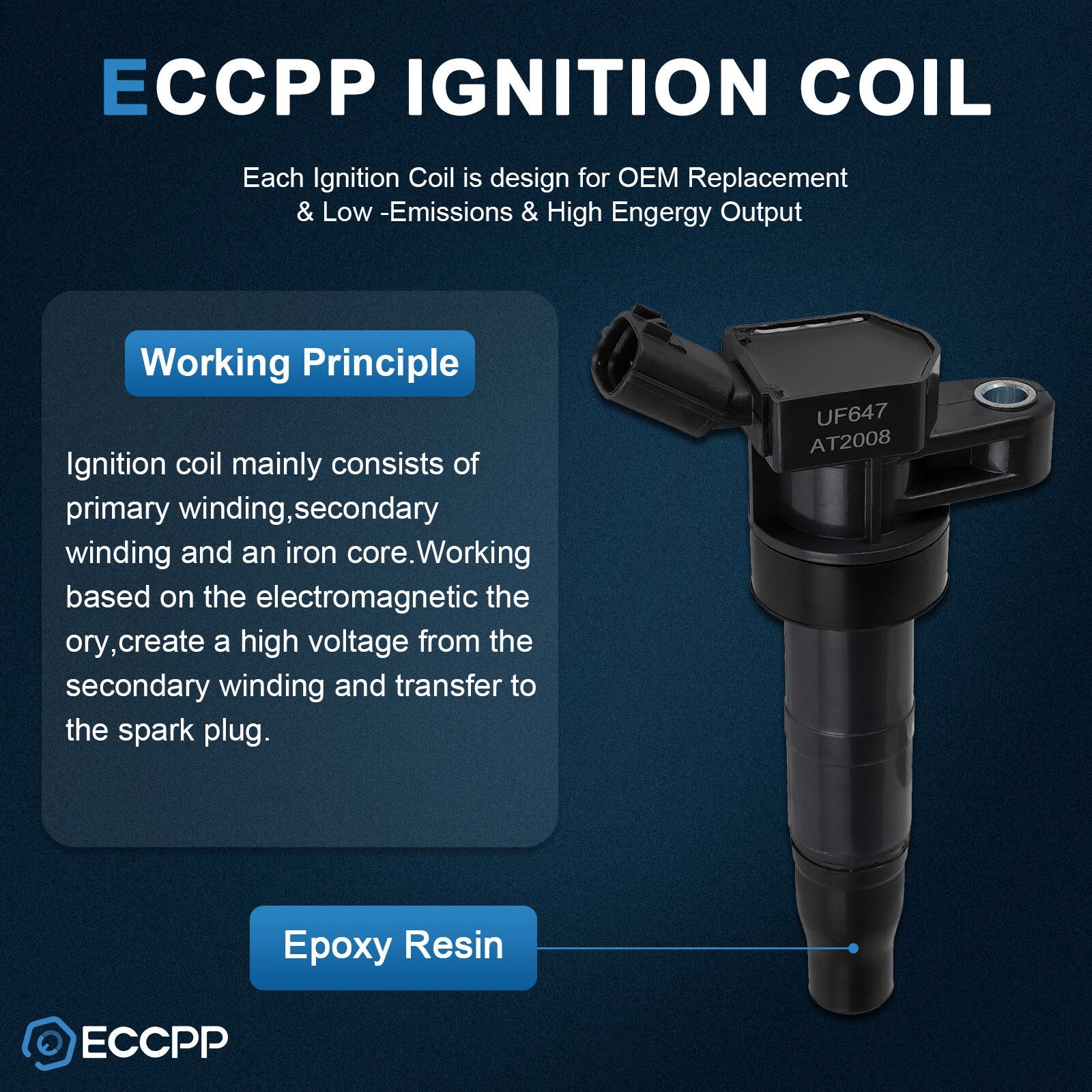 ECCPP 8 Ignition Coils For 2011-2016 Kia Sportage 11-14 Hyundai Sonata 2.0L L4 6B93BC-57