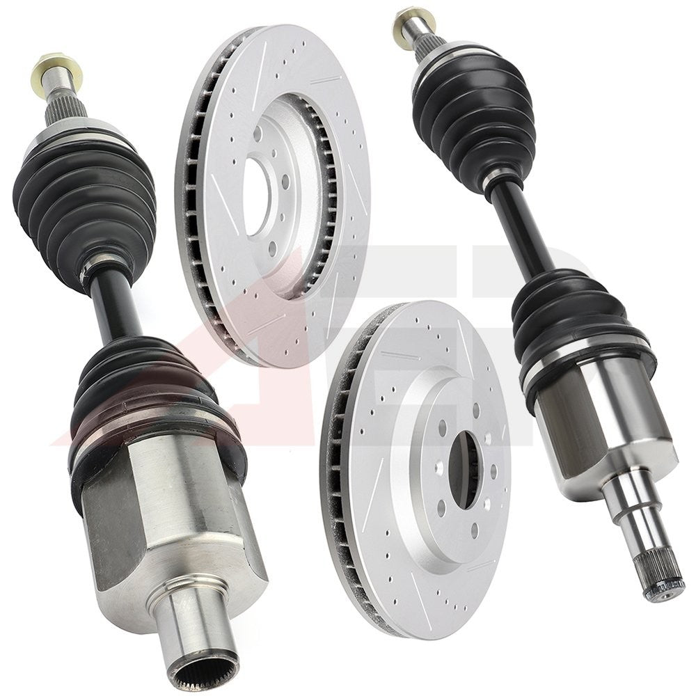 For Chevrolet Impala 3.5L 3.9L 2006-2009 Front CV Axles + Brake Discs Rotors 6B93BC-57