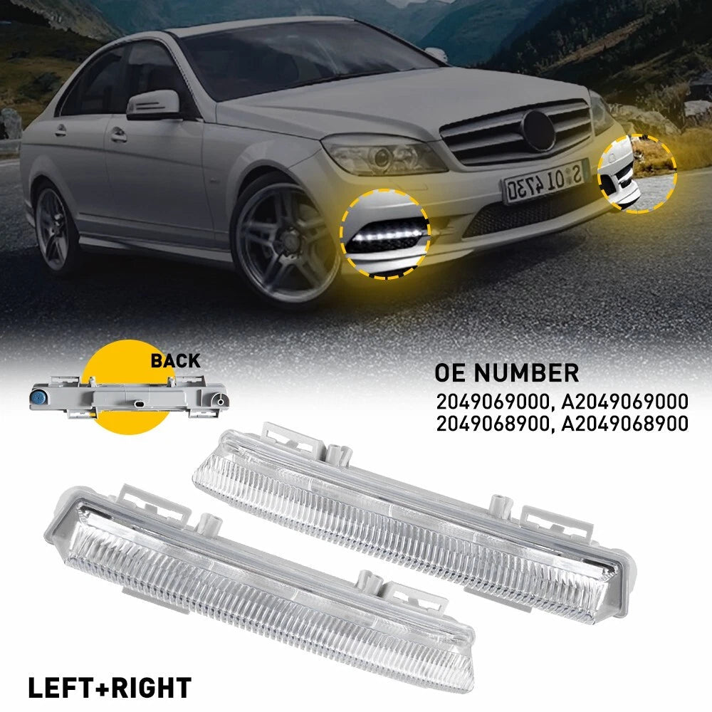 Pair L+ RLED Daytime Running Light Fog lights For Mercedes-Benz C-Class EOA 6B93BC-57
