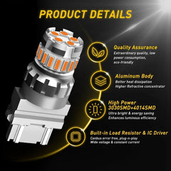 2X AUXITO 3157 3156 Amber CANBUS LED Turn Signal Parking Light Bulbs 2F23 EOA AUXITO