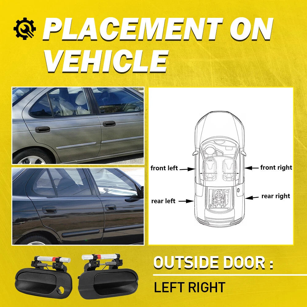 4pcs Exterior Door Handles Set Fits for 2000-2006 Nissan Sentra Front & Rear EOA 6B93BC-57