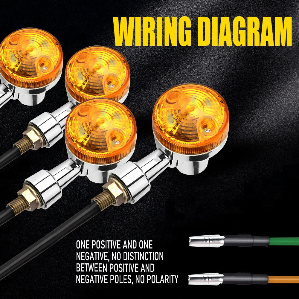 4PCS 10mm Amber Yellow Motorcycle Motorbike Turn Signal Indicator DRL Light EOA 6B93BC-57