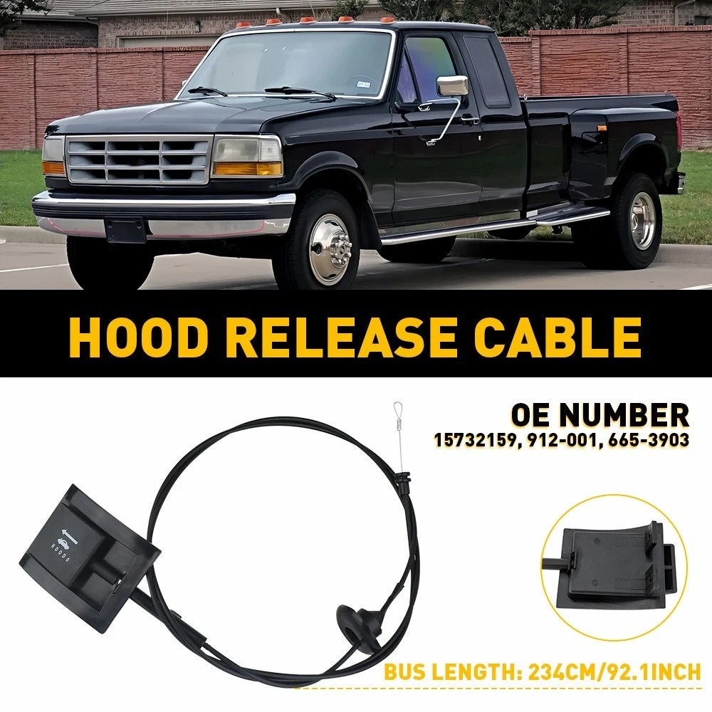 Hood Latch Release Cable For Ford F150 F250 F350 Bronco 1992-1997 F2TZ16916A EOA 6B93BC-57