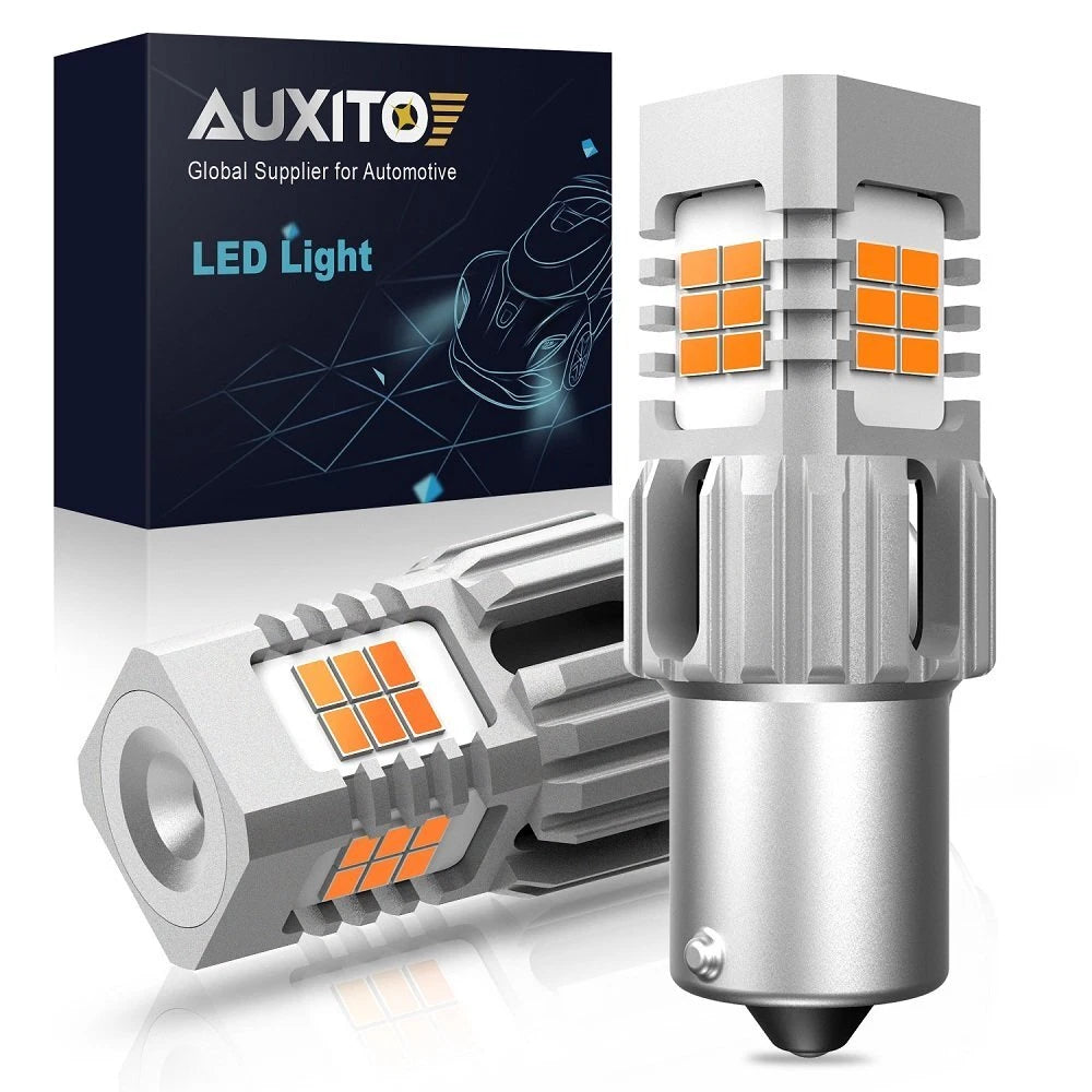 2x AUXITO 1156 BA15S LED Amber Turn Signal Light Bulbs No Hyper Flash CANBUS EOA AUXITO