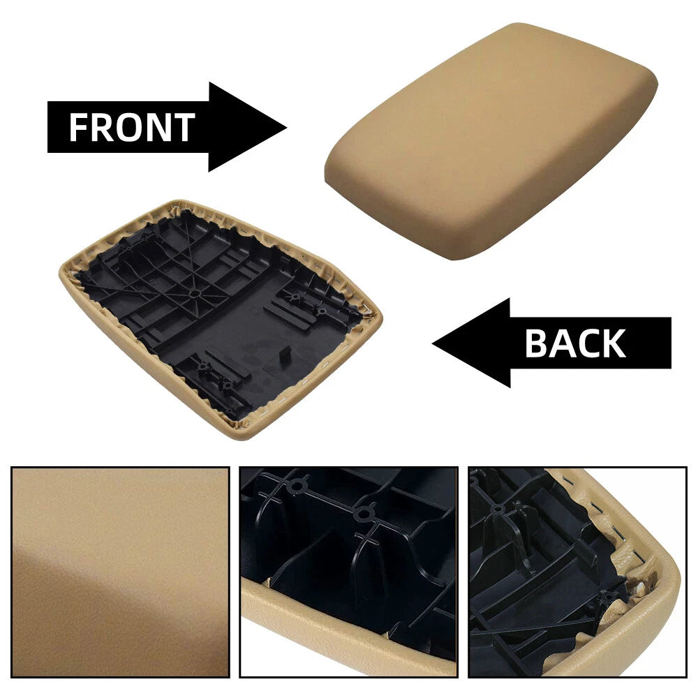 For 08-13 Toyota Highlander Leather Center Console Lid Armrest Cover Beige Tan 6B93BC-57