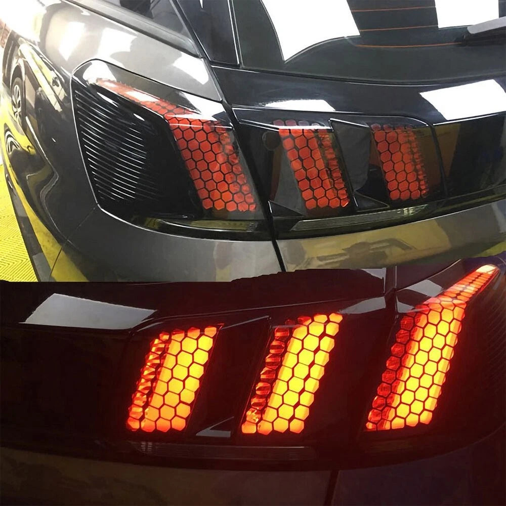2* Black Honeycomb Sticker Car Rear Tail Light Cover Tail-lamp Decal Auto Parts 6B93BC-57