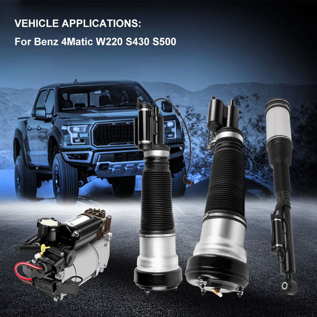 5PCS Front Rear Suspension Shock Air Compressor For Benz 4Matic W220 S430 S500 6B93BC-57