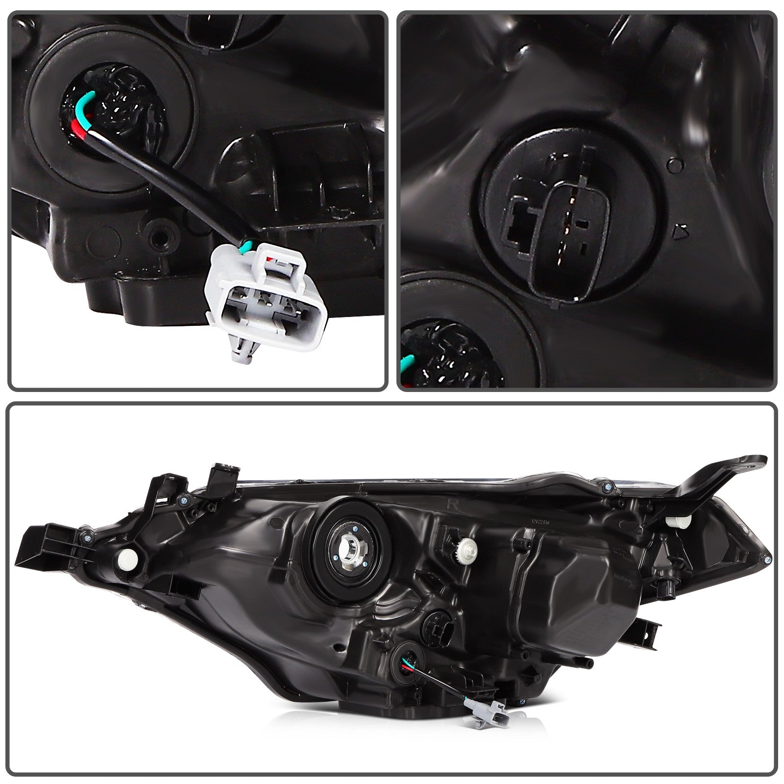 ECCPP Headlights Assembly For Toyota For Corolla 1.8L 2014-2016 Pair Black Amber ECCPP