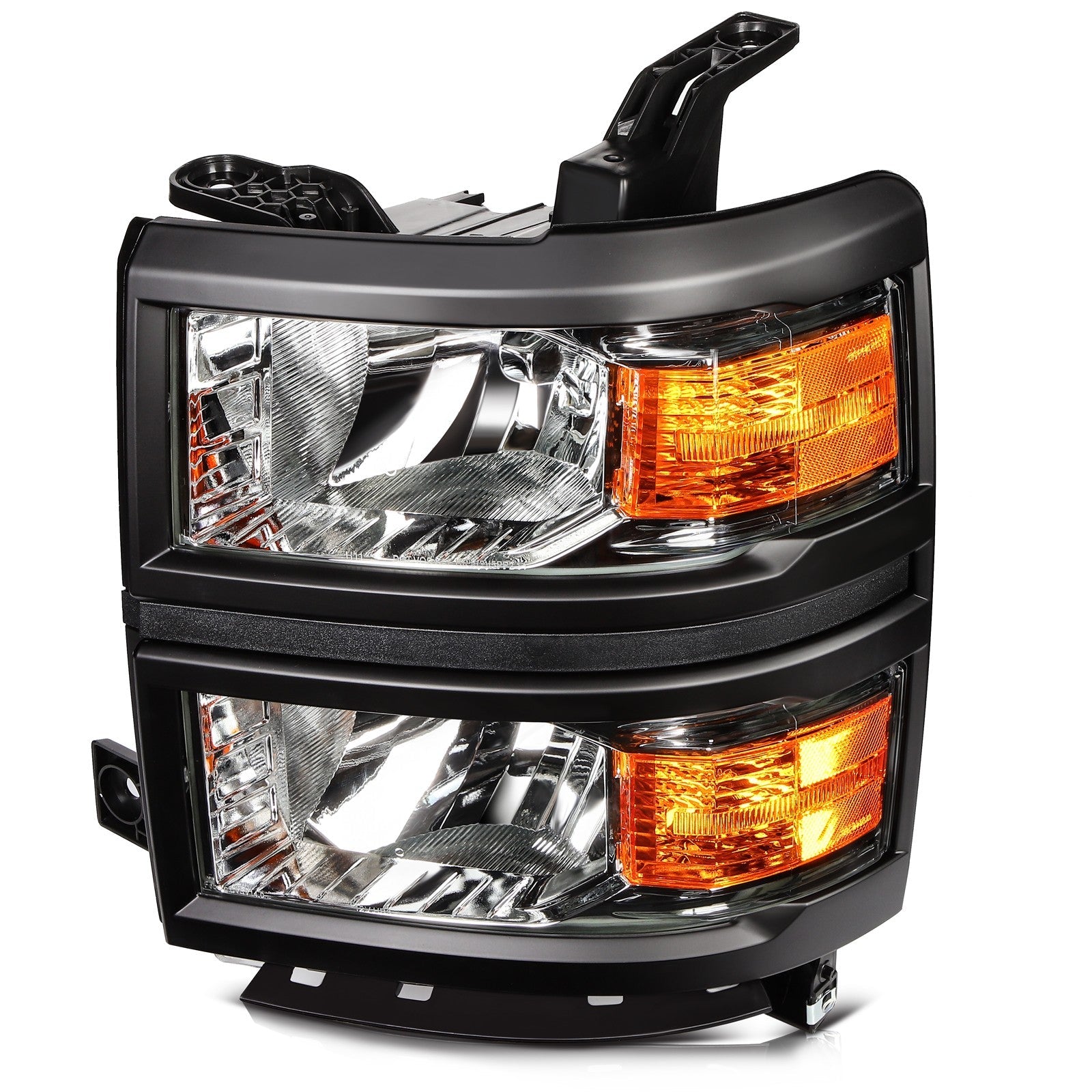 Headlights For Chevy Silverado 1500 2014-2015 Black Housing w/Amber Corner Lamp 6B93BC-57