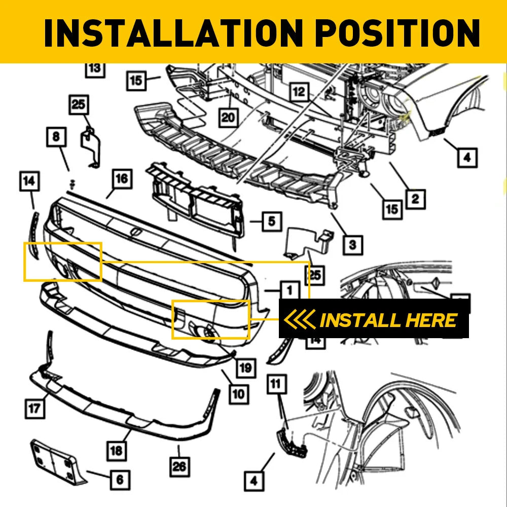 FRONT BUMPER SIDE SUPPORT FOG LAMP BRACKETS FOR DODGE PICKUP RAM 1500 2013-18 EA 6B93BC-57