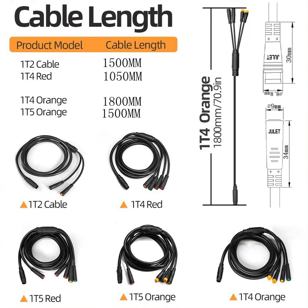 Electric Bike 1T2/1T4/1T5 Julet E-bike Waterproof Cable Controller Light Cable 6B93BC-57