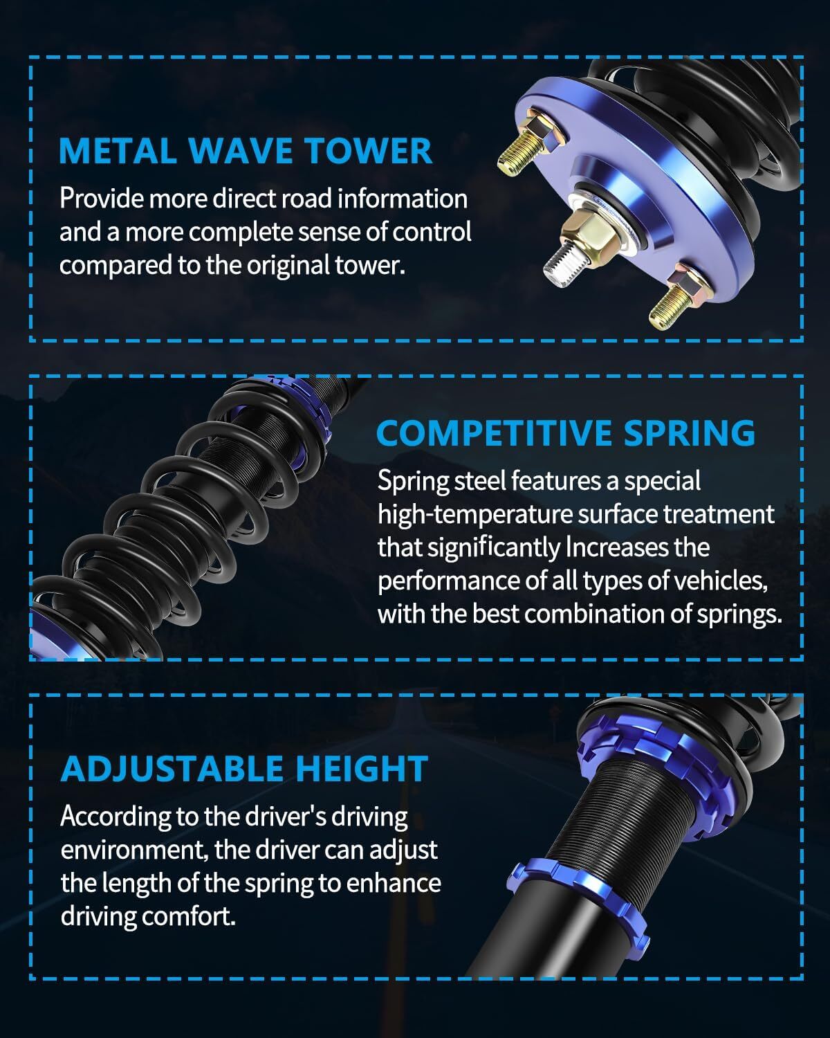 Coilovers For 1993-2000 Honda Civic Adj Height Shocks Springs Suspension Kits 6B93BC-57