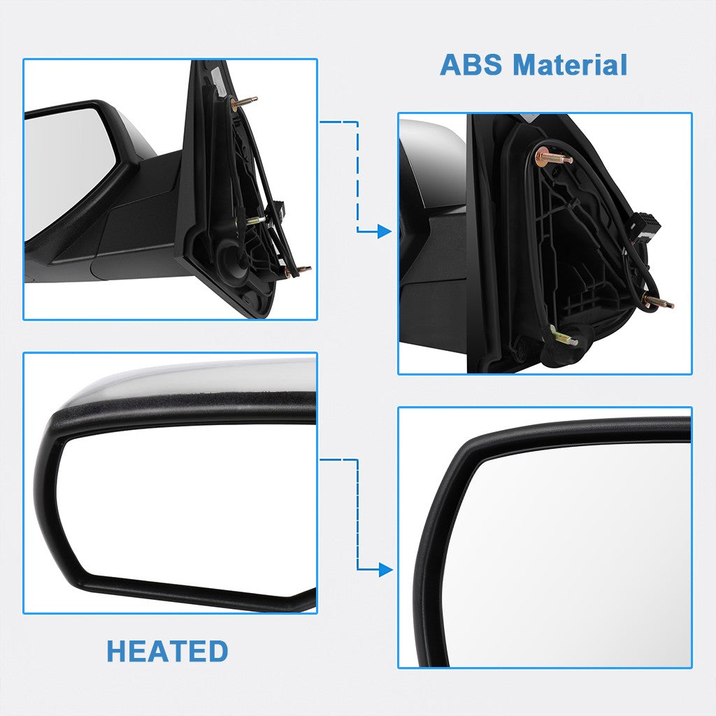 Chrome Power Heated Mirrors for 14-17 Chevy Silverado 1500 Manual Fold 6B93BC-57