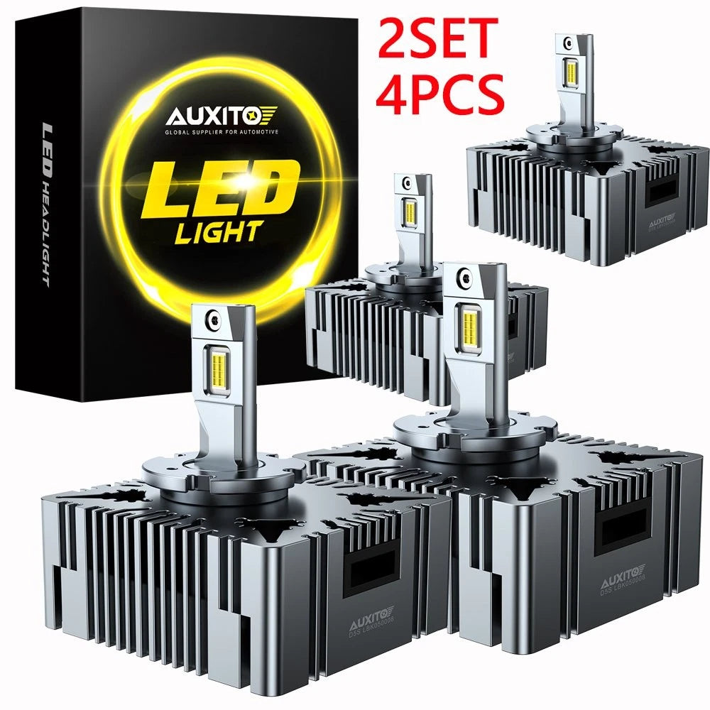 4PC AUXITO D5S Custom HID to LED Headlight Bulbs High Beam Low Beam Replacement AUXITO