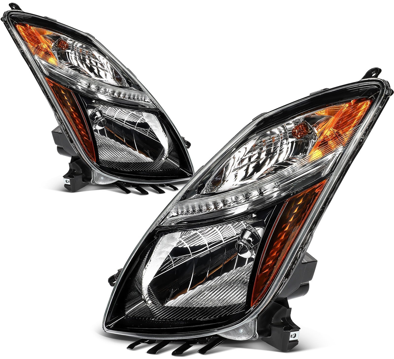 Pair Headlights Assembly For Toyota Prius 2006-2009 1.5L Black Housing R+L 6B93BC-57