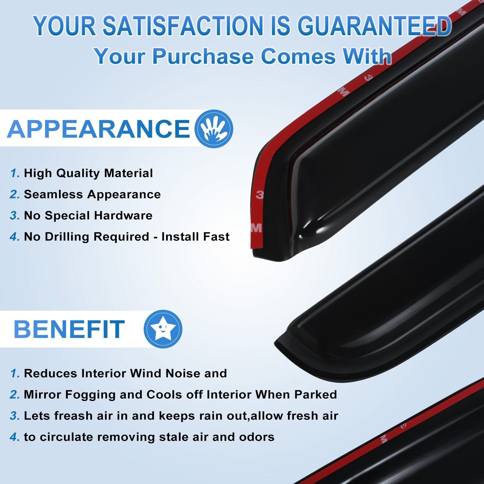 In Channel Window Visor Vent Rain Shades Guard Deflectors For 93-11 Ford Ranger 6B93BC-57