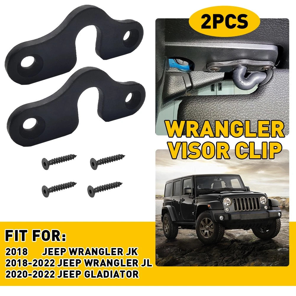 SUN VISOR CLIPS(2) FIT FOT JEEP 2018 ER & JK JL JT GLADIATOR WRANGLER EOA 6B93BC-57