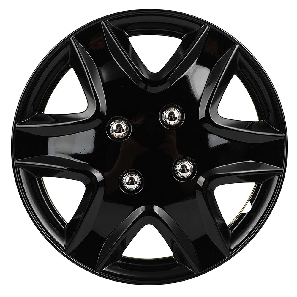 ECCPP 4X Wheel Hub Caps Covers Snap On Black Rim Covers For R15 Tire 4 Lug Wheel ECCPP