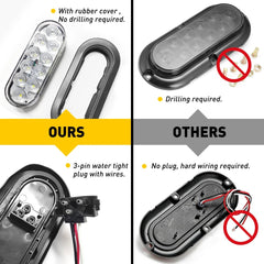 2X 6" White Oval 10LED Clear Backup Reverse Tail Trailer Light Grommet Plug EOA 6B93BC-57