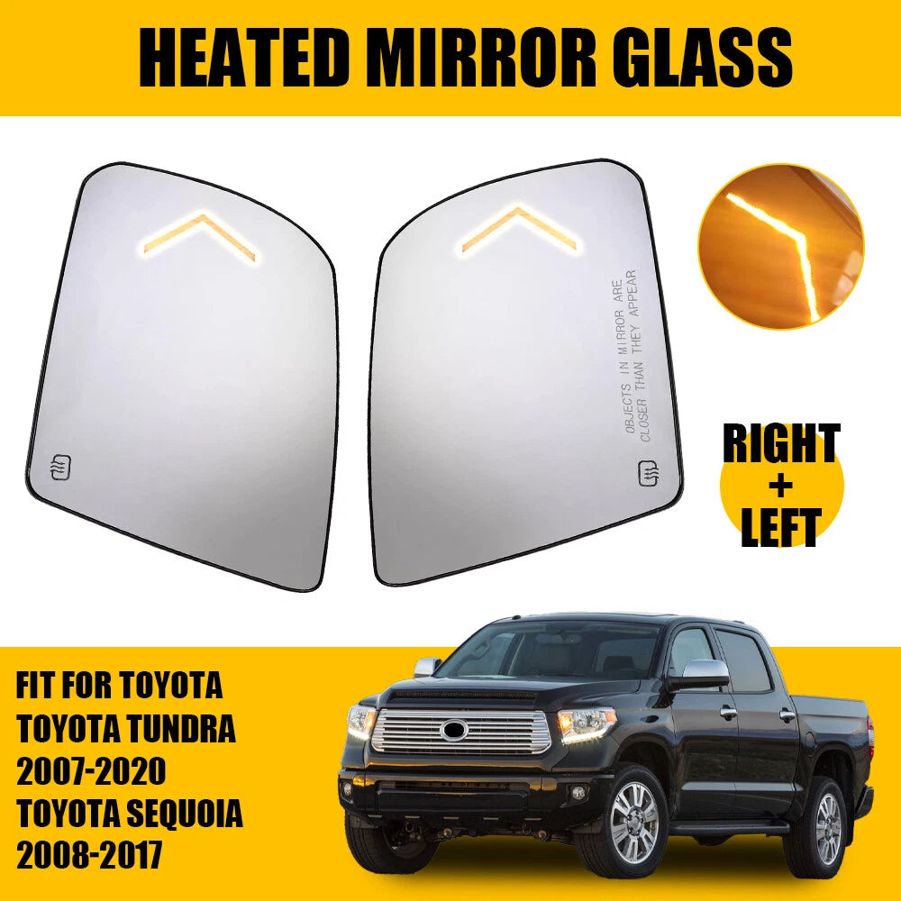 2PCS Right＆Left Side Mirror Glass Set For Tundra Sequoia 2007-2017 Heated Signal 6B93BC-57