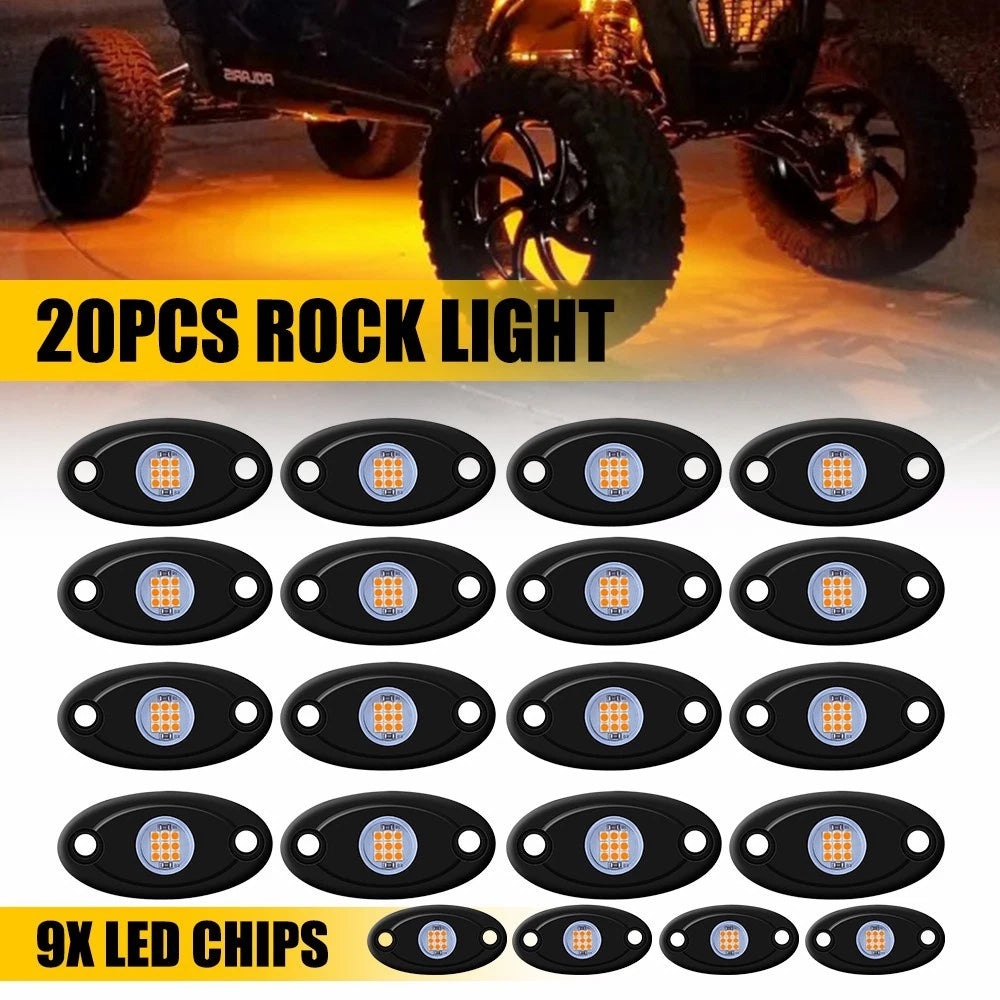 20X Amber LED Rock Light Offroad Underglow Neon Lights ATV UTV SUV Car Truck EOA 6B93BC-57