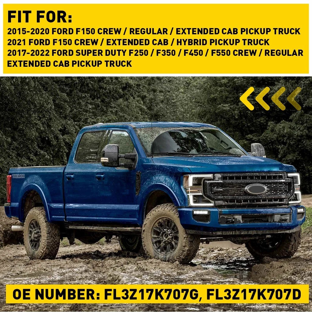 For 2015-2022 F150 250 350 450 550 Mirror Tow Glass Upper Heated Passenger EOA 6B93BC-57