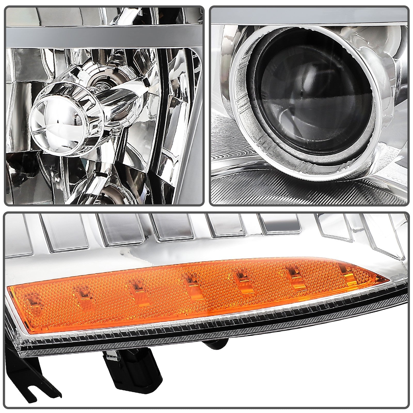 ECCPP Headlights Assembly For Cadillac Escalade 6.2L 2009-2014 Pair Chrome Amber 6B93BC-57