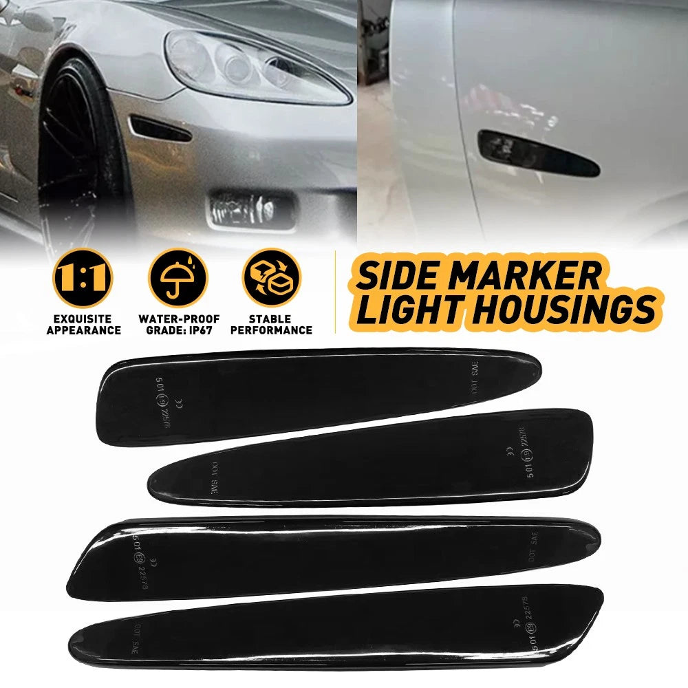 For 2005-2013 Chevrolet Corvette C6 Smoked Front & Rear Side Marker Lights 4PCS 6B93BC-57
