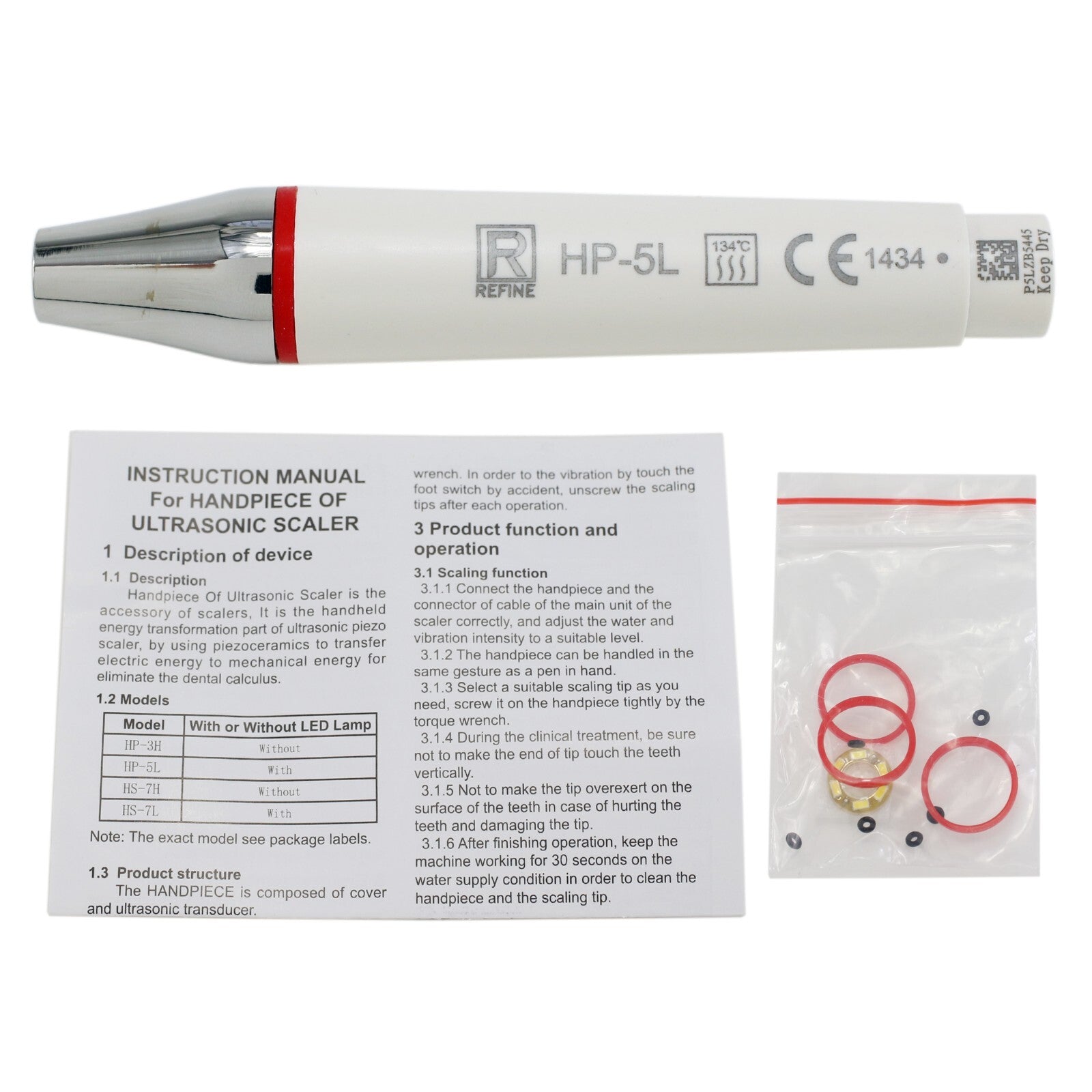 Dental EMS PIEZON LED Ultrasonic Handpiece Woodpecker Tip For PIEZON 250 AIRFLOW 6B93BC-57