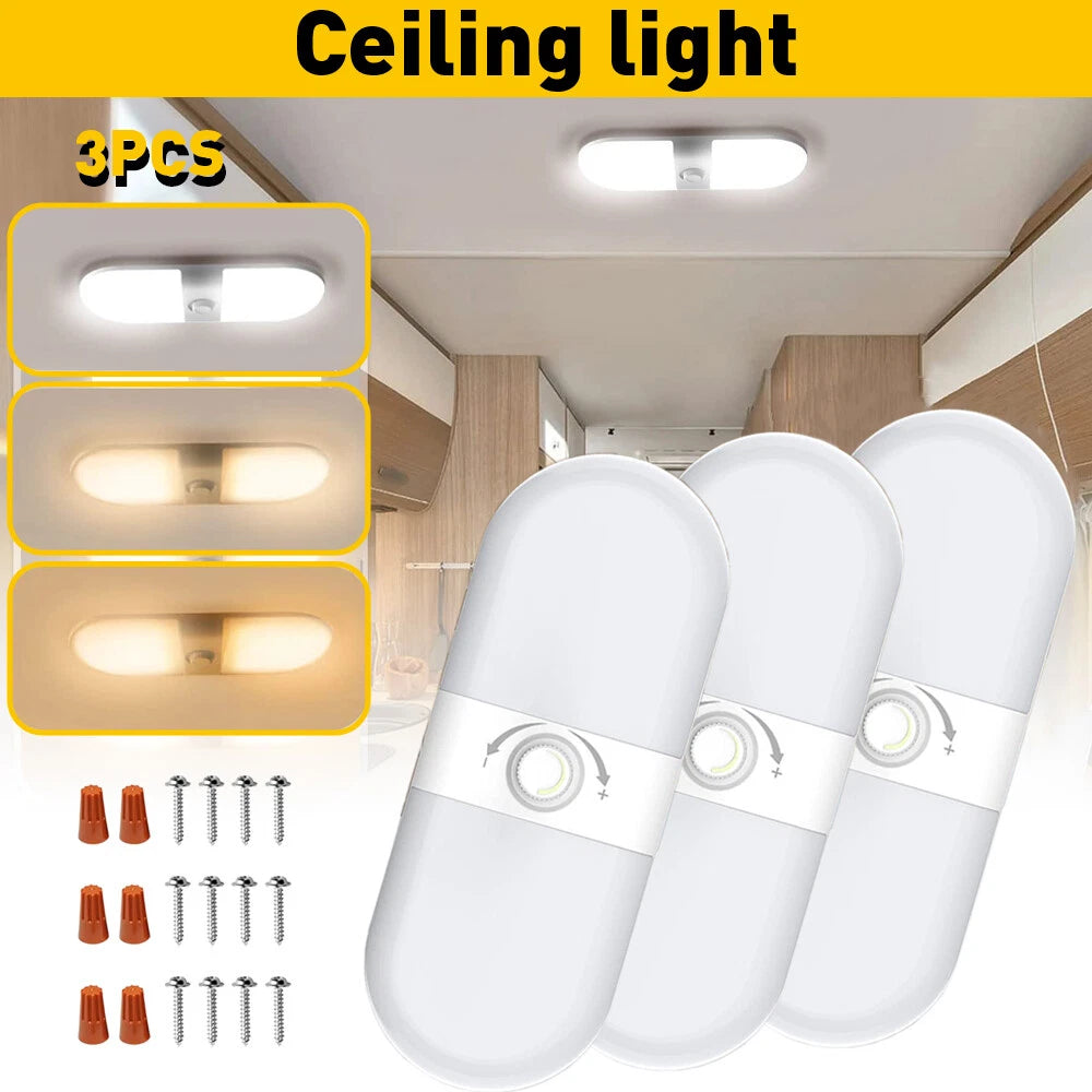 180LED 12V CEILING FIXTURE DOME DOUBLE LIGHT FOR CAMPER MARINE RV RV 700LM 3X 6B93BC-57