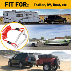 6FT Breakaway Trailer Cable Trailer Safety Spring Rope Coiled Brake Away Cable 6B93BC-57