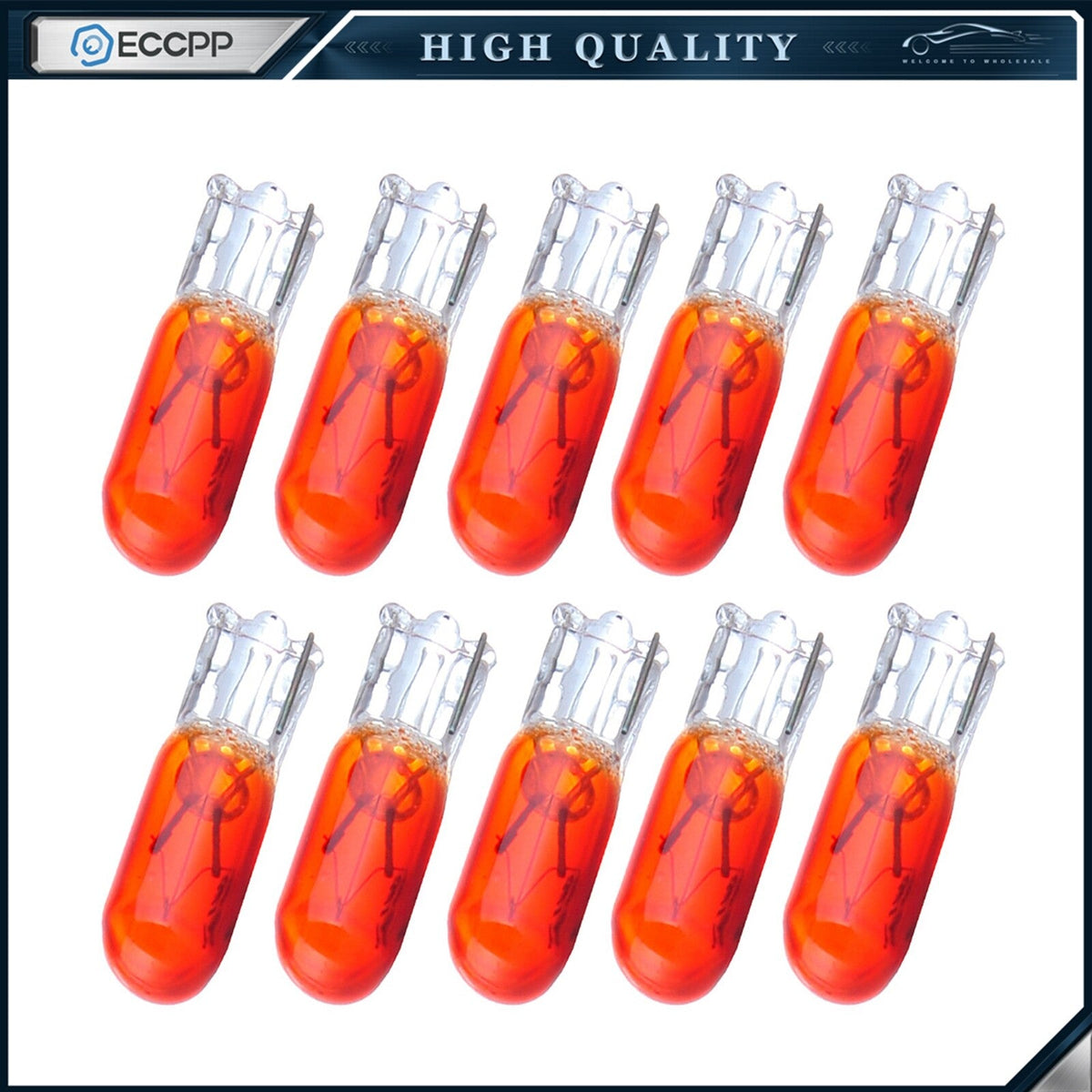10X Yellow/Orange T5 Dashboard Halogen Mini-Wedge Bulb Light 37 73 74 For Ford 6B93BC-57