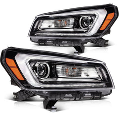 Pair Kit LED Headlights Assembly For 2013-2017 GMC Acadia 3.6L Black Amber 6B93BC-57