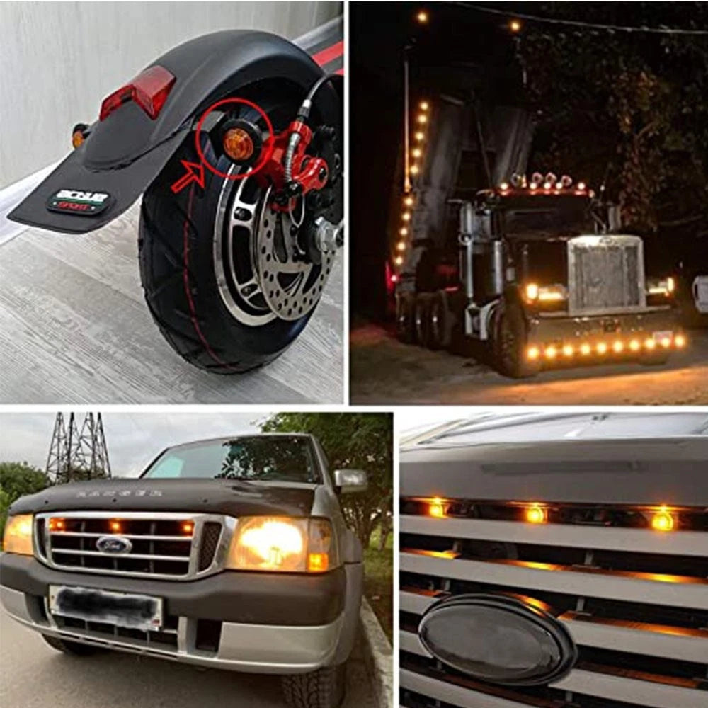 10X Amber Mini 3/4" Round Marker Side Light Clearance LED Bullet Trailer US EOA 6B93BC-57