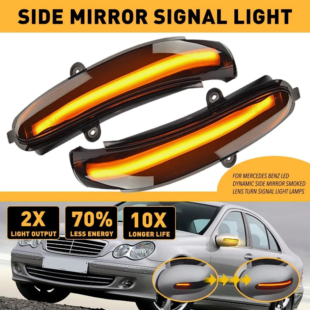 Smoke LED Side Mirror Turn Signal Light For Mercedes W203 C-Class C200 2000-07 A 6B93BC-57